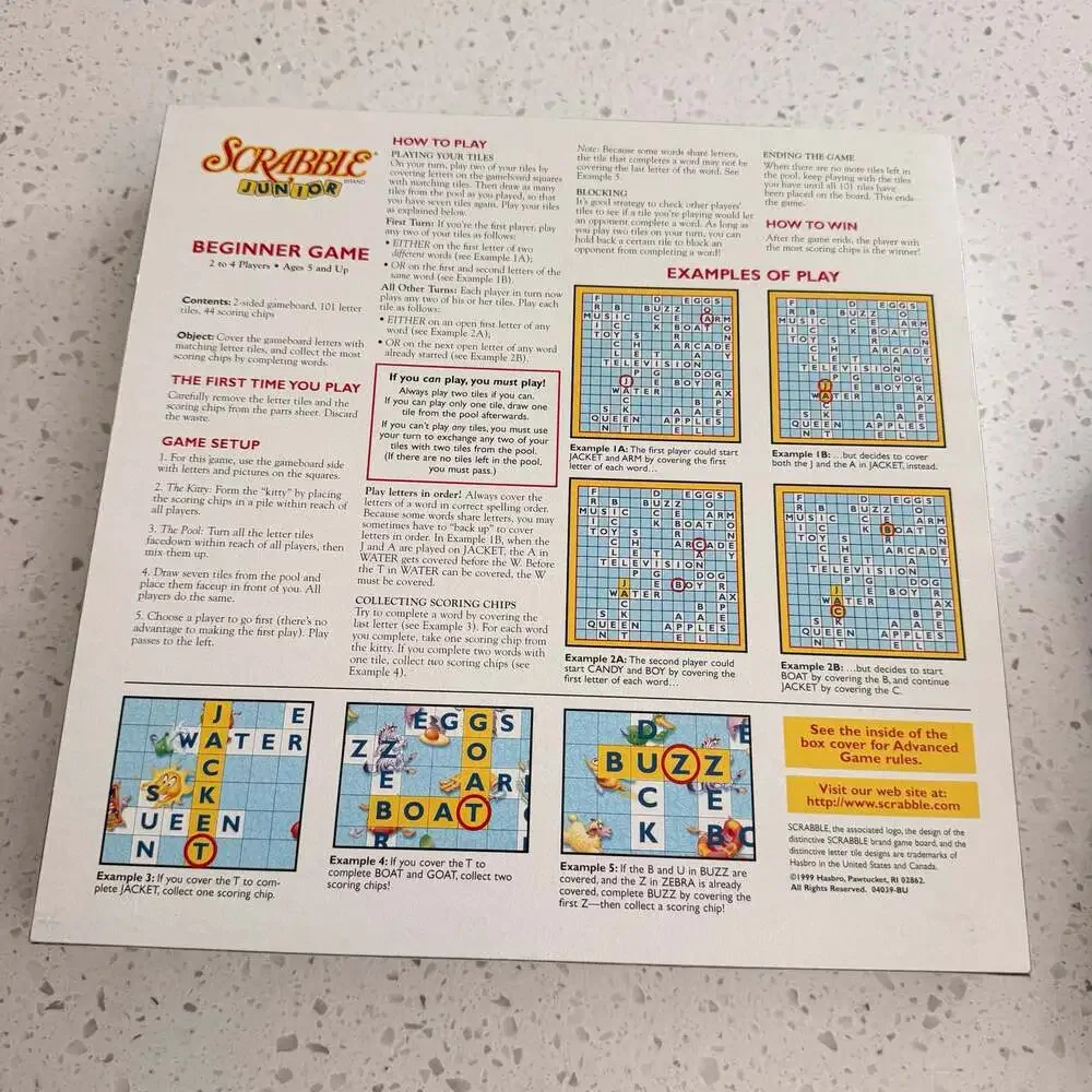 VTG Scrabble Junior Board Game by HASBRO
